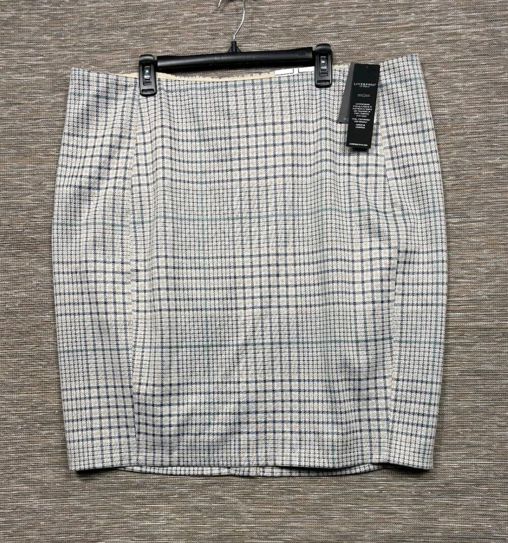 Liverpool Reese Hi-Rise Skirt Size 24W Multicolor Plaid Academia Preppy Work NEW